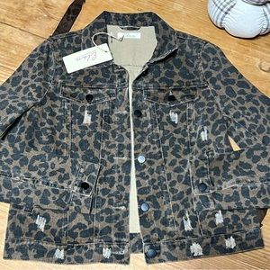 Distressed Leopard Jean Jacket